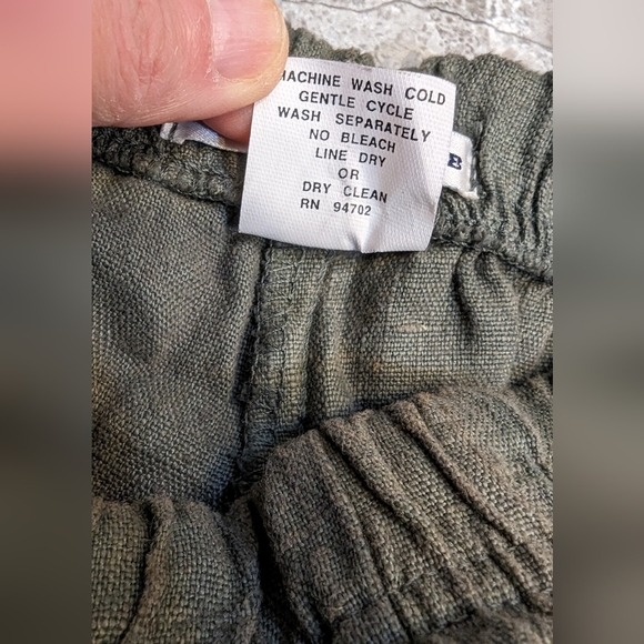 NWT Studio B women's linen relaxed fit elastic waist olive green pants sz M - Picture 5 of 9